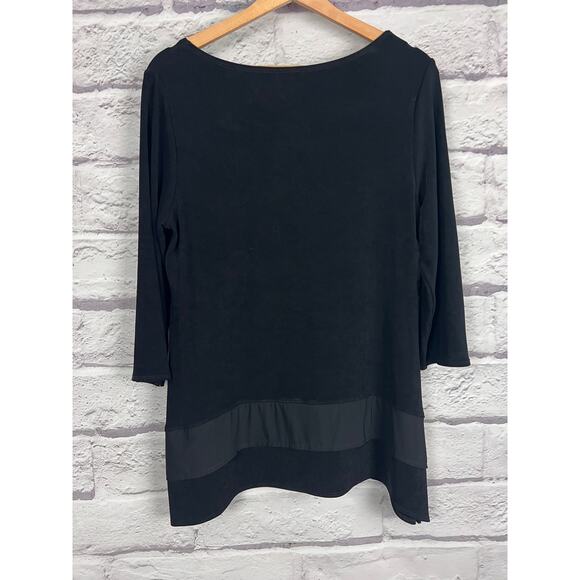 CHICO'S TRAVELERS Women's M (1) Black Acetate Slinky Stretch Minimal Tunic Top - Picture 3 of 10